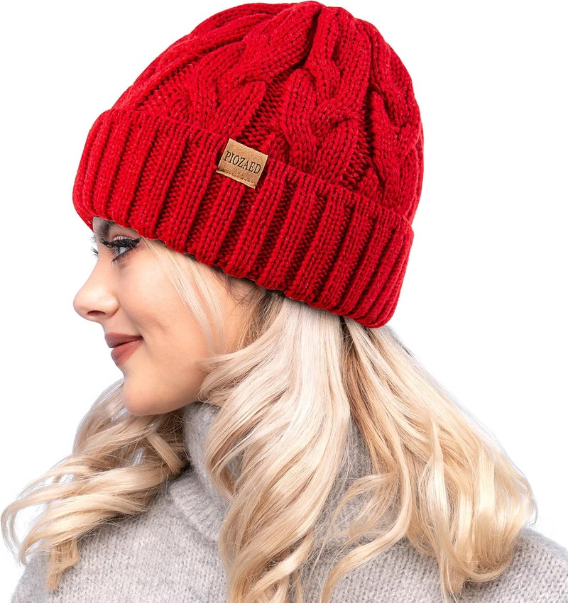 PIOZAED Womens Winter Knitted Beanie Hat Knit Warm Skull Cap Skull Cap Beanie for Women 2 Packs - Image 2